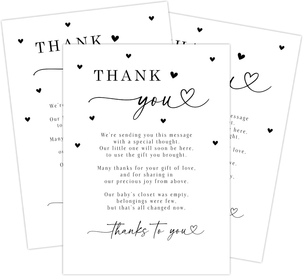 40 Pack Pre-Filled Baby Shower Thank You Cards 5x7 - with Envelopes